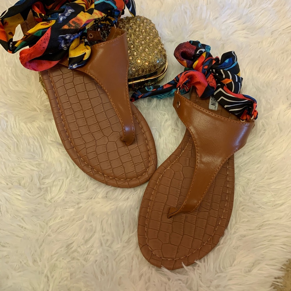 Cape Robbin lace up sandals brown multi